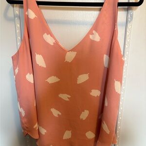 LOFT Peach Camisole with White Patterns